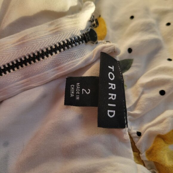 Lemon Print Womens Sleeveless Dress With Back Zipper By Torrid Size 2 - Picture 4 of 4